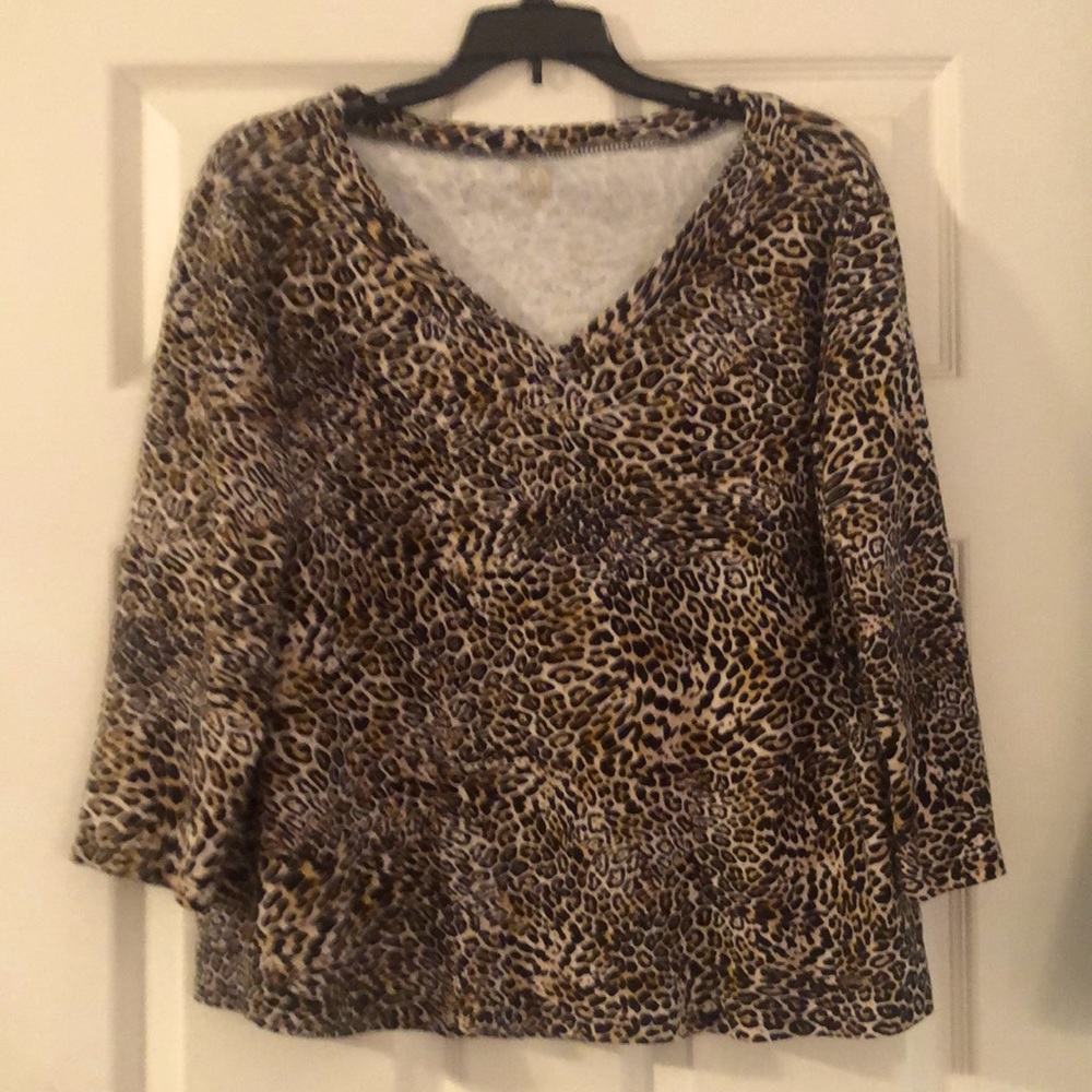 Anne Klein Sport Leopard Print Knit Top
